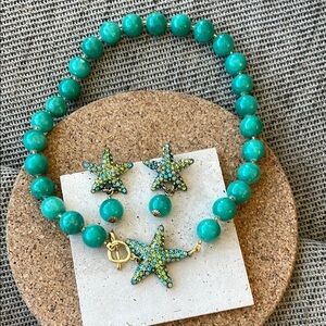 Anthropologie Blue and Gold Bracelet with Nautical Charm